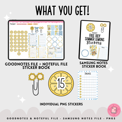 Free July Summer Lemons Stickers