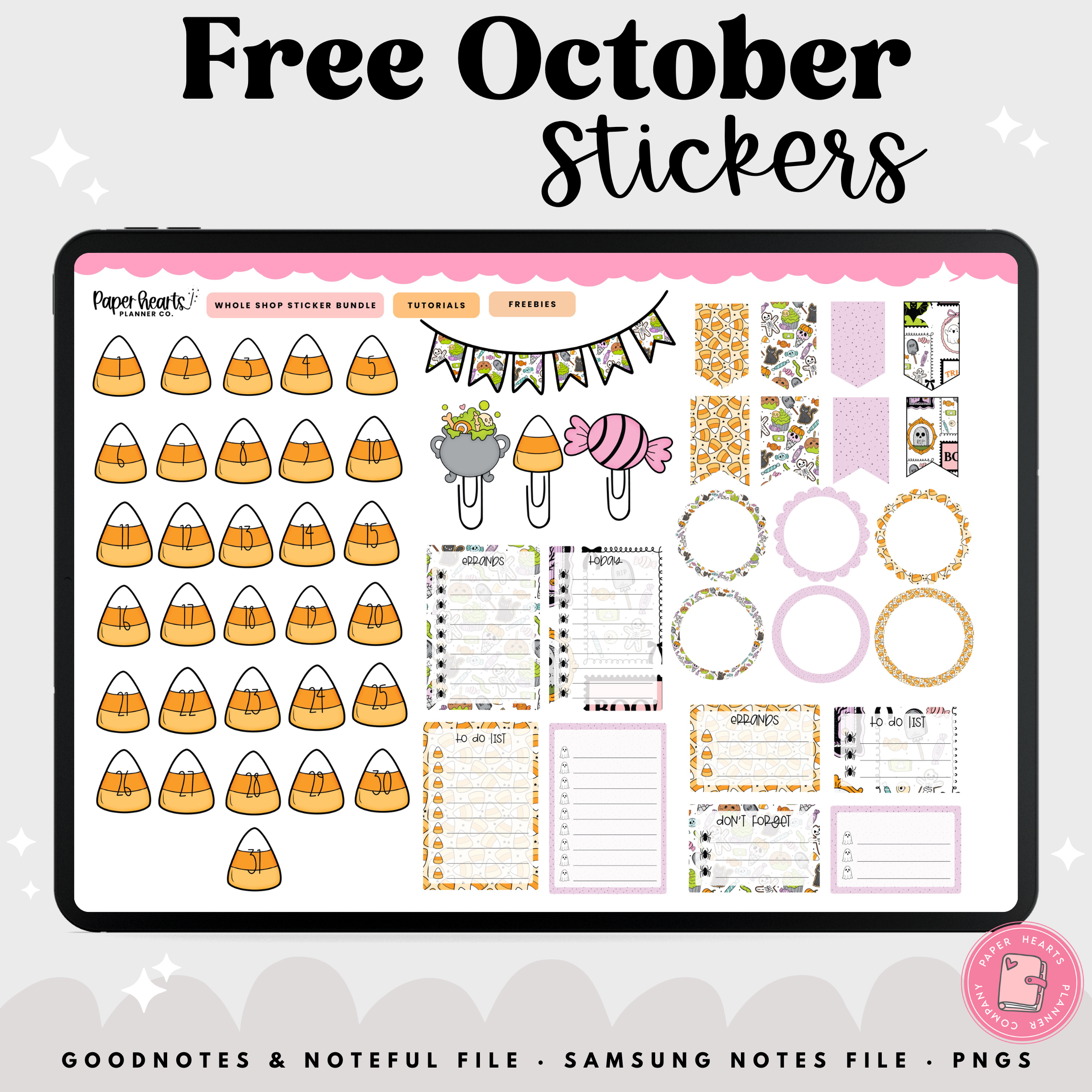 Free October Stickers – Paper Hearts Planner Co.