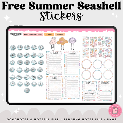Free Summer Seashells Stickers