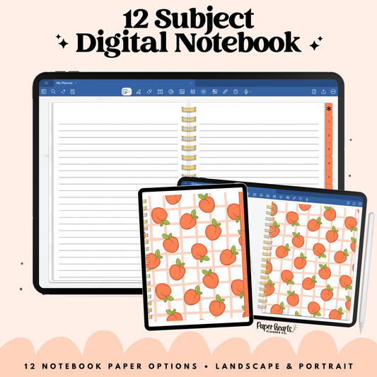 Gingham Peach Digital Notebook