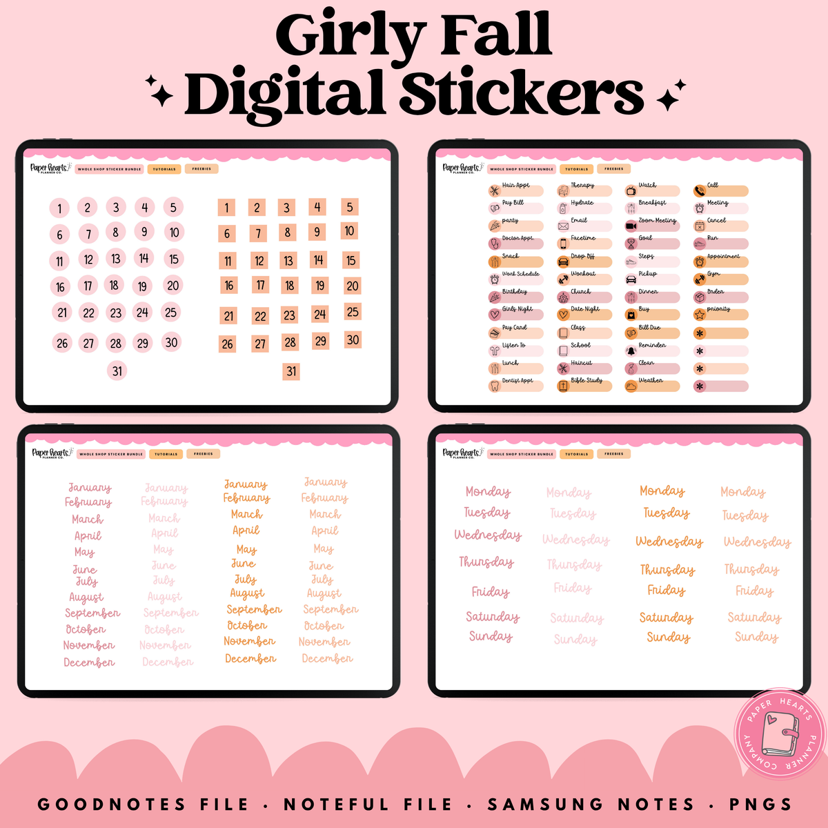 Girly Fall Stickers