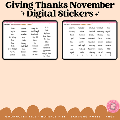 Giving Thanks November Stickers