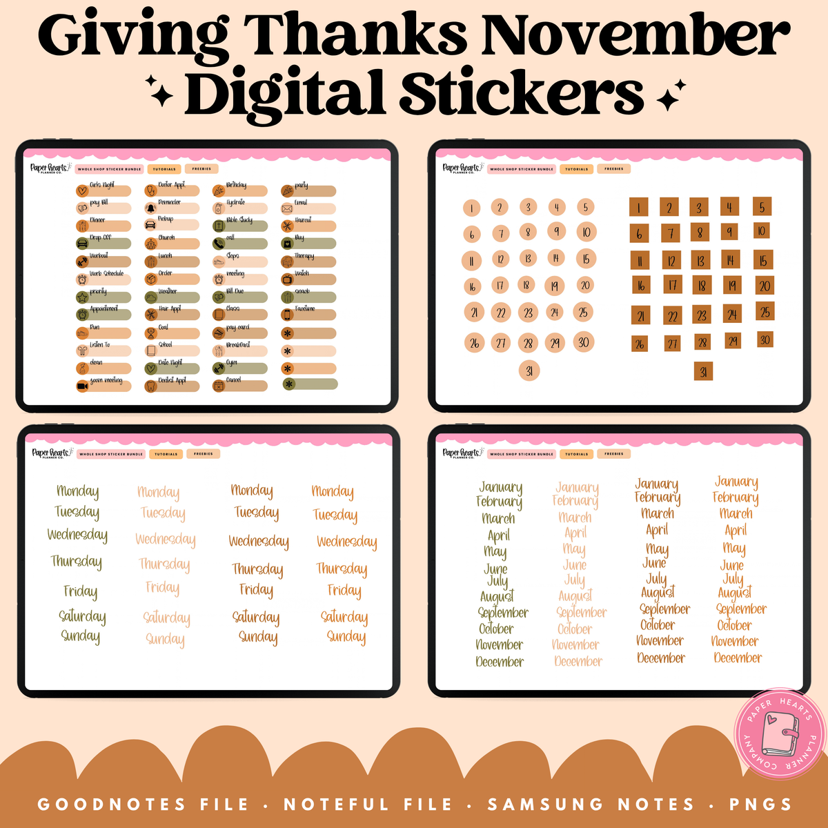 Giving Thanks November Stickers