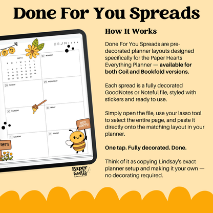 Honeybee Week 3 Done For You Spread - Goodnotes Only