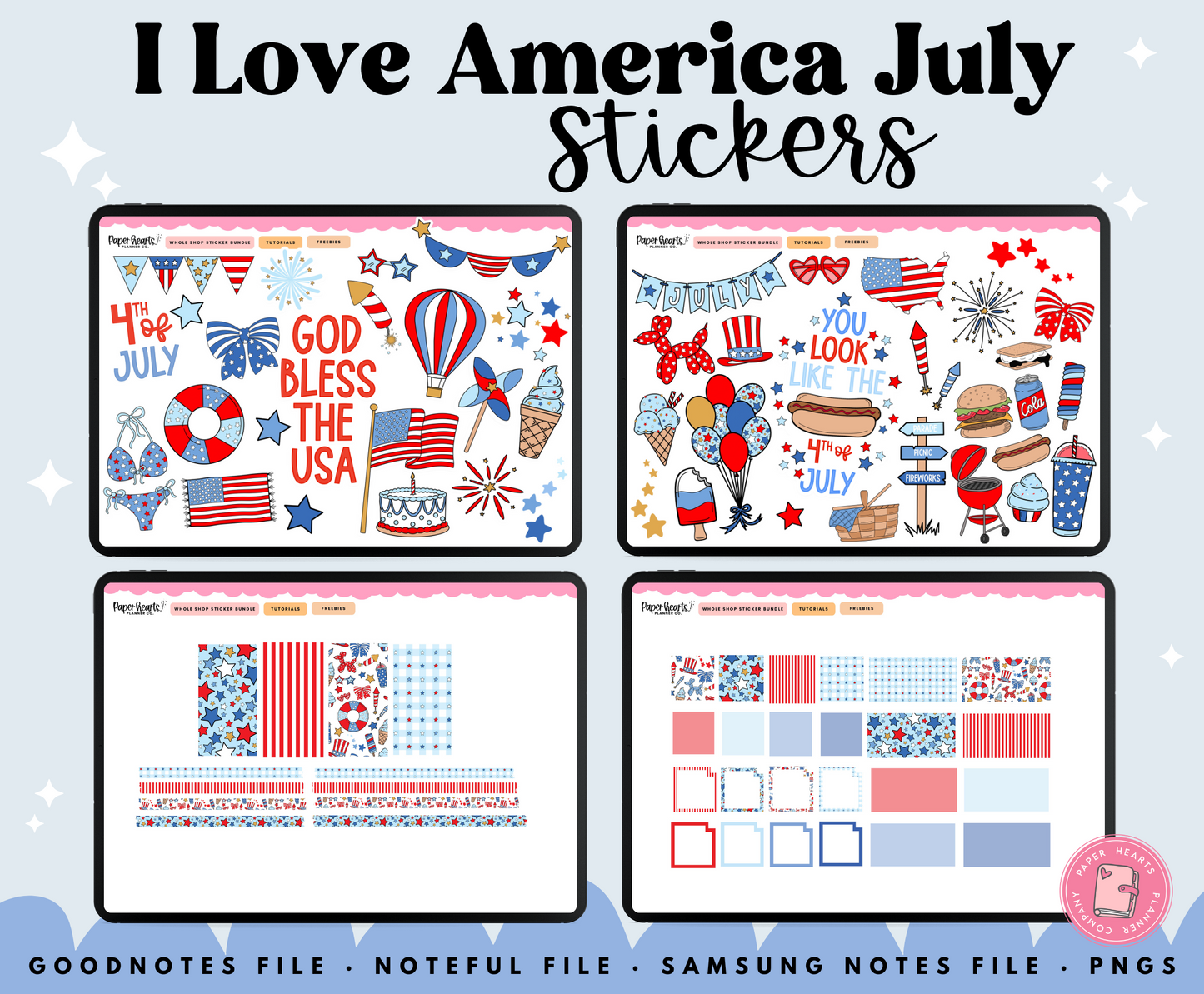 I Love America July Stickers