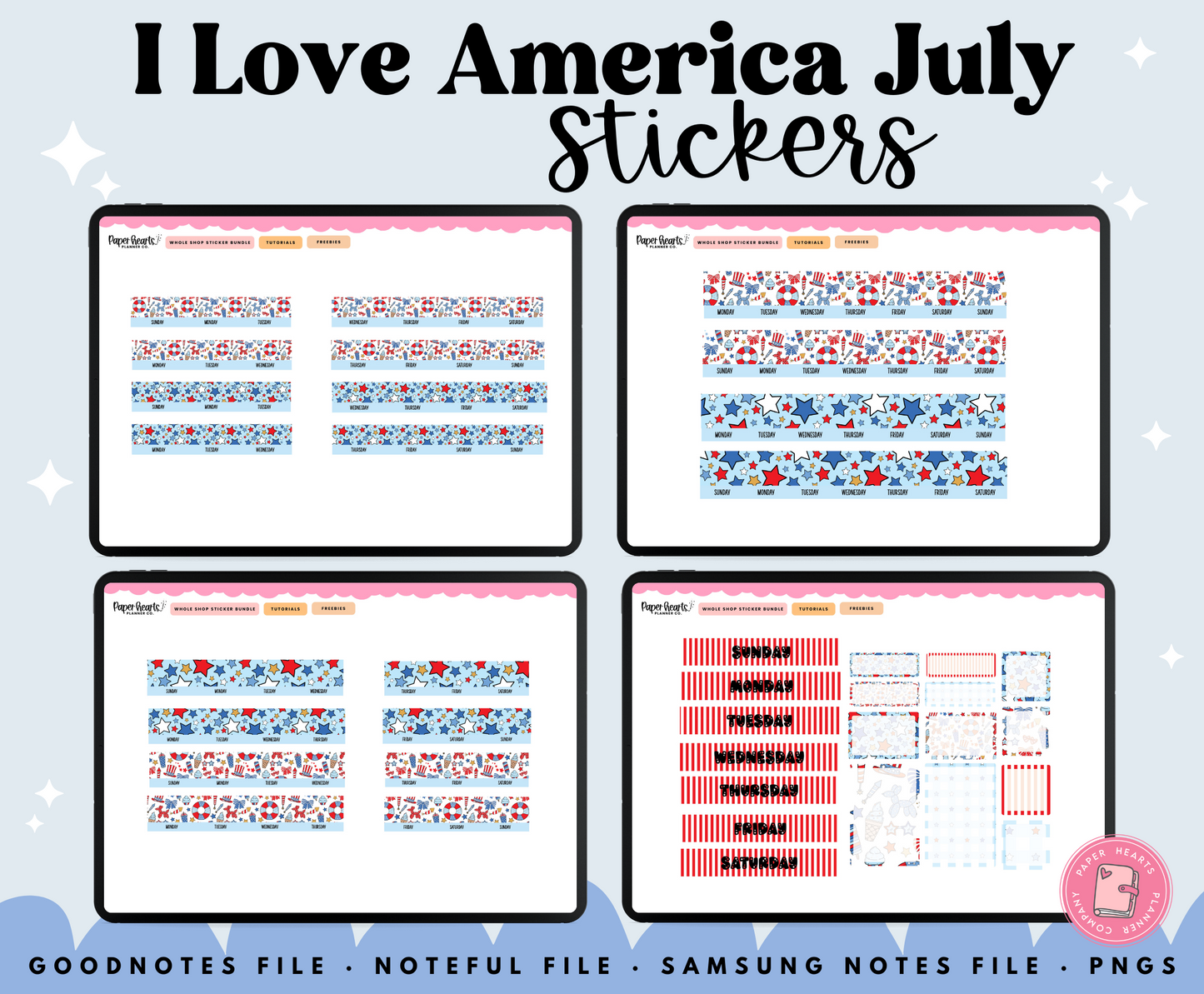 I Love America July Stickers