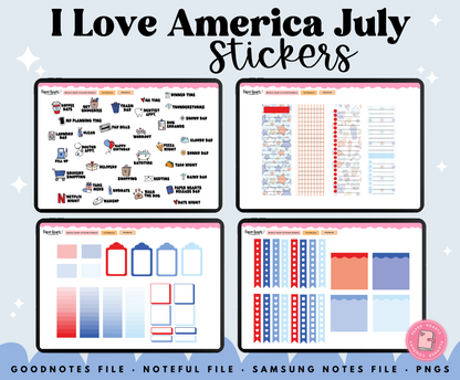 I Love America July Stickers