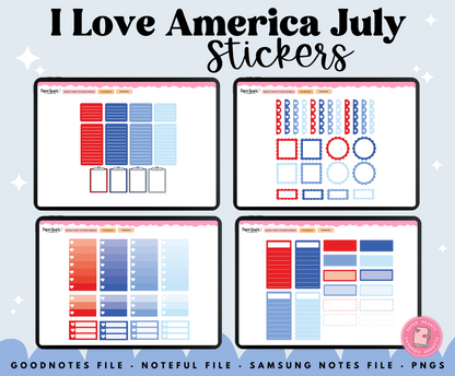 I Love America July Stickers
