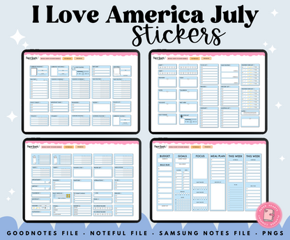 I Love America July Stickers