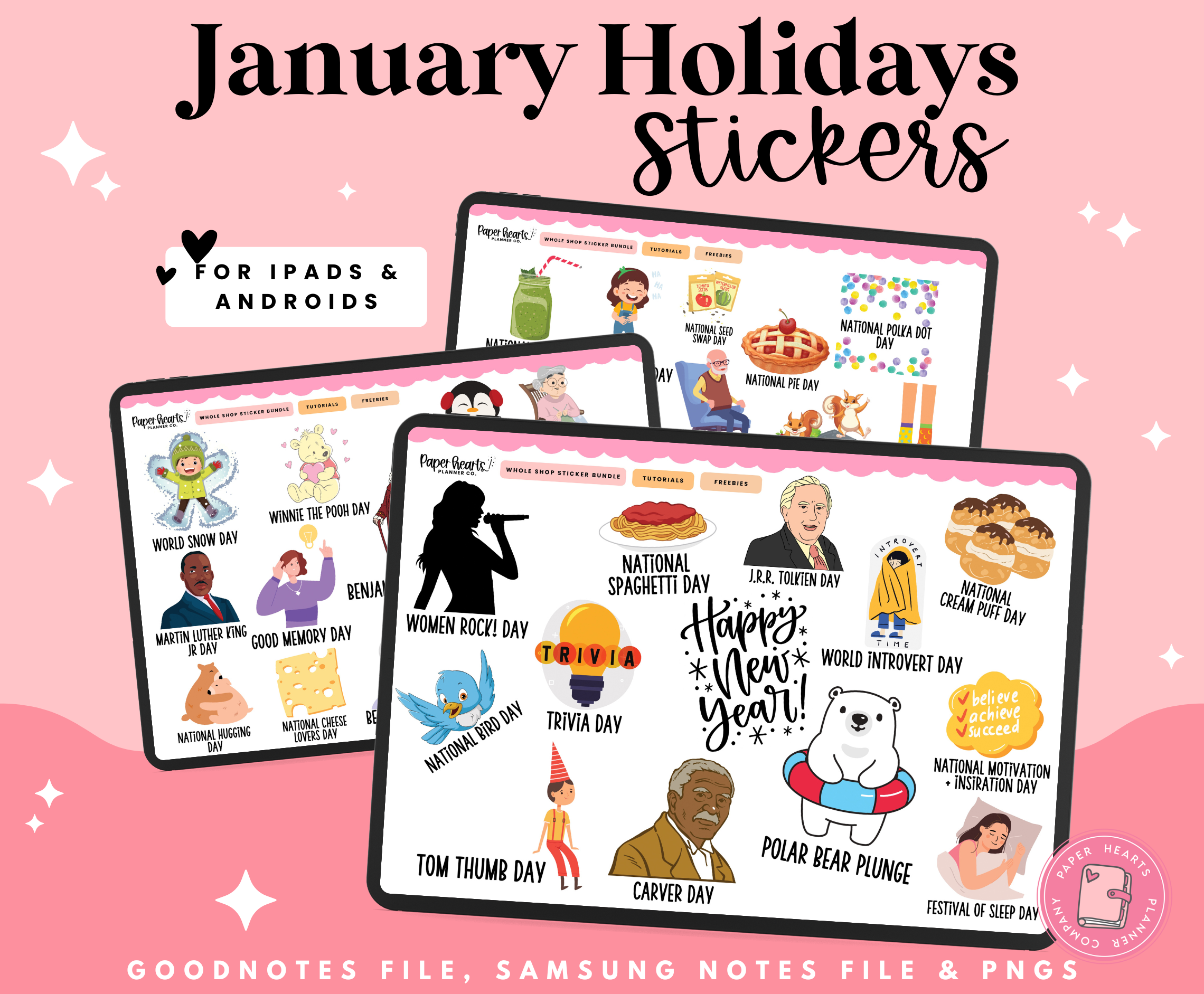January Holidays Stickers – Paper Hearts Planner Co.
