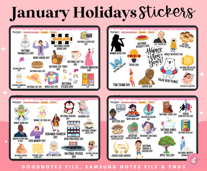 January Holidays Stickers