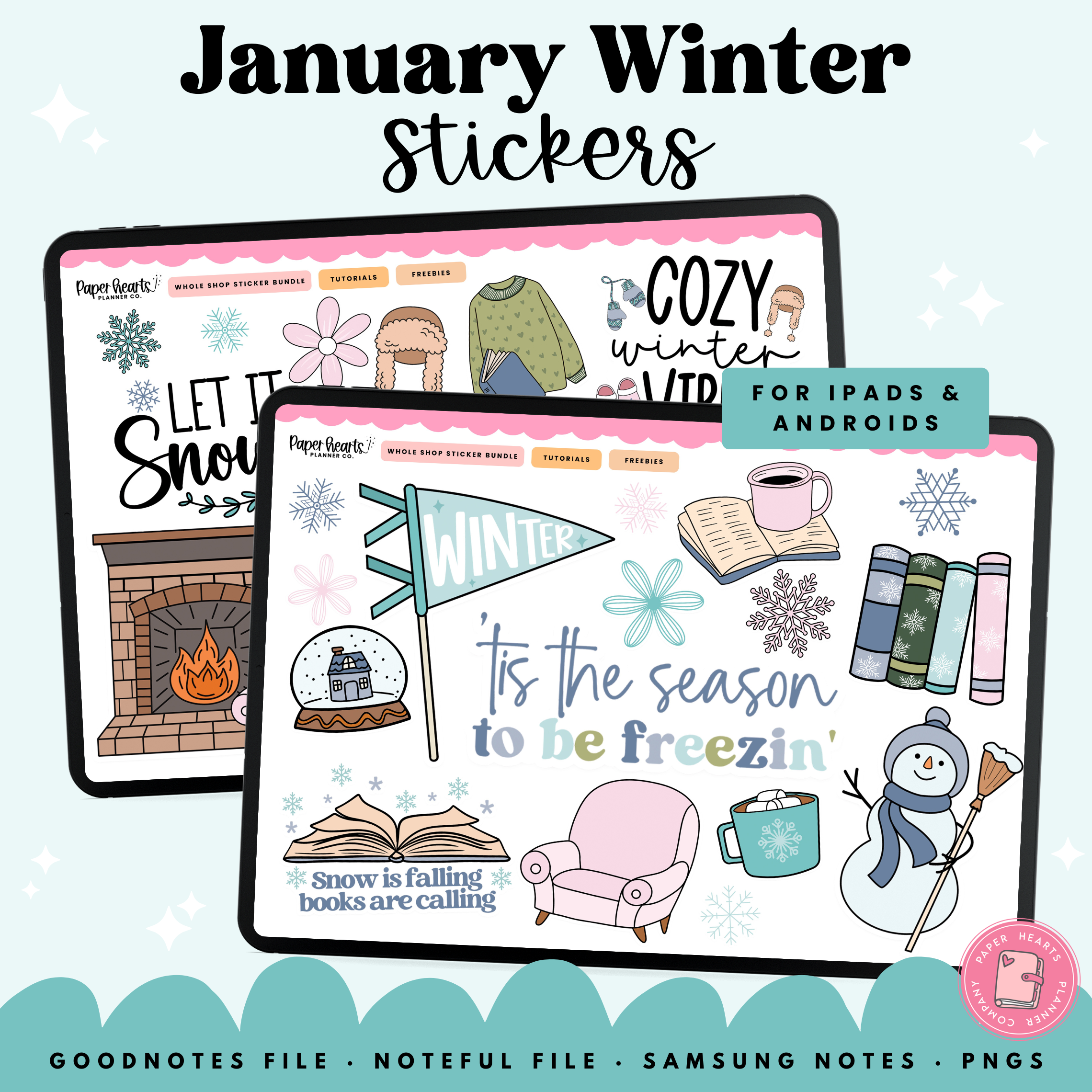Sticker January Week January Winter Stickers – Paper Hearts Planner Co.