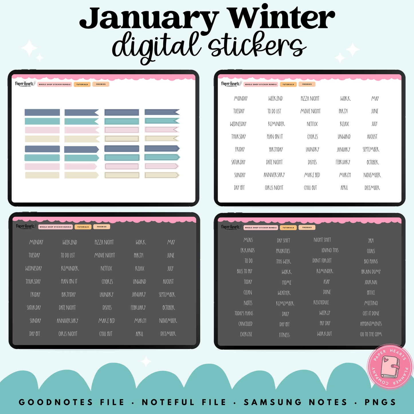 January Winter Stickers