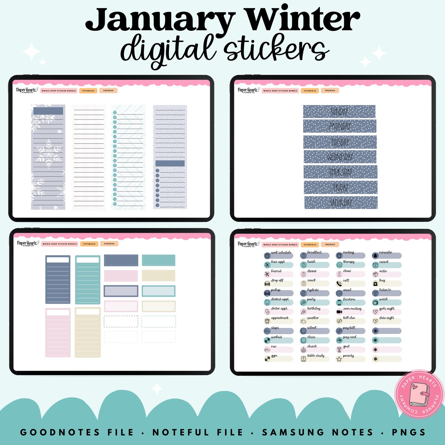 January Winter Stickers