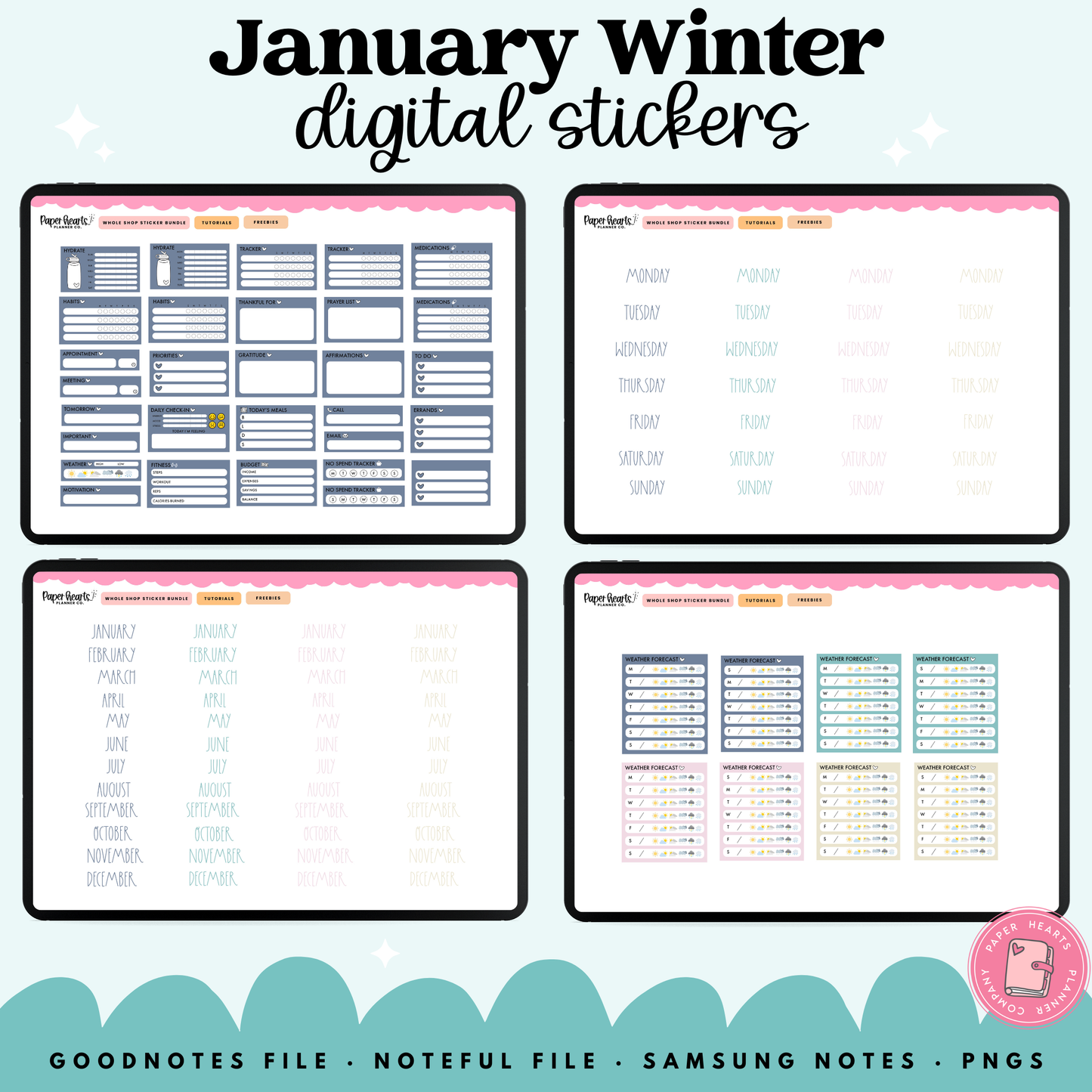 January Winter Stickers