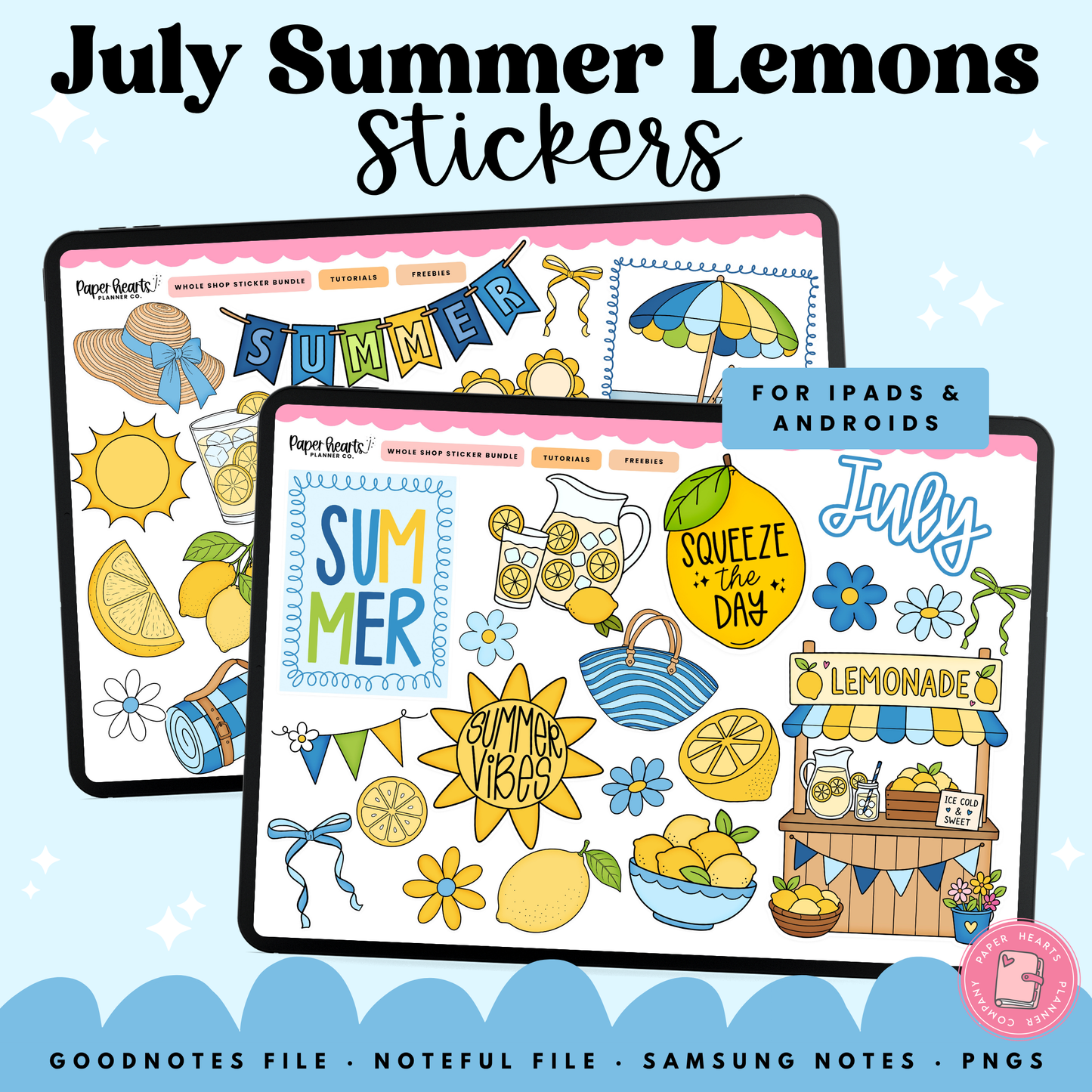 July Summer Lemons Stickers