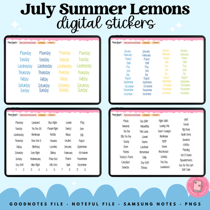 July Summer Lemons Stickers