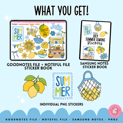 July Summer Lemons Stickers