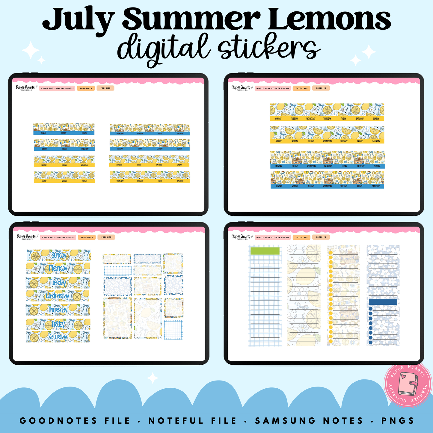 July Summer Lemons Stickers