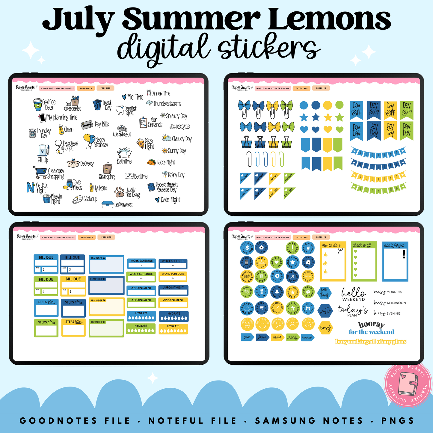 July Summer Lemons Stickers