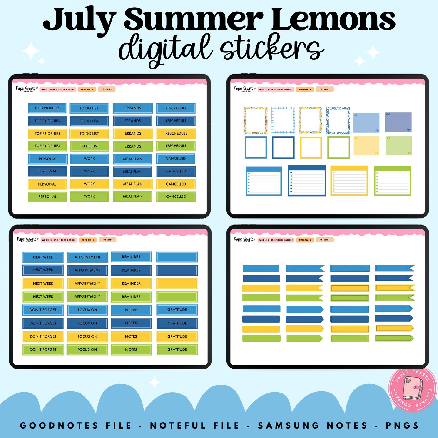 July Summer Lemons Stickers