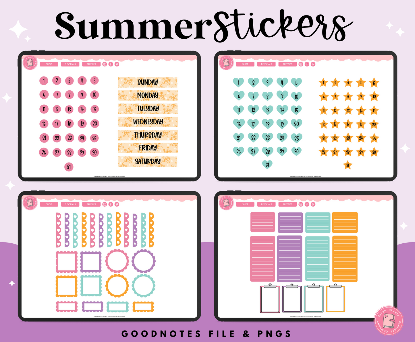 July Summer Stickers