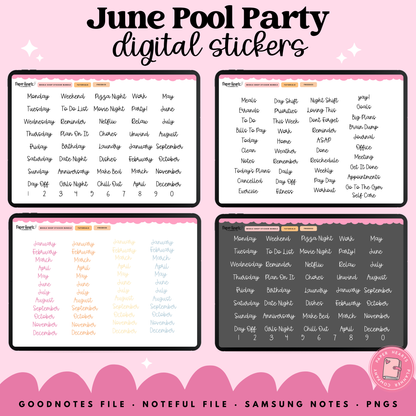 June Pool Party Stickers