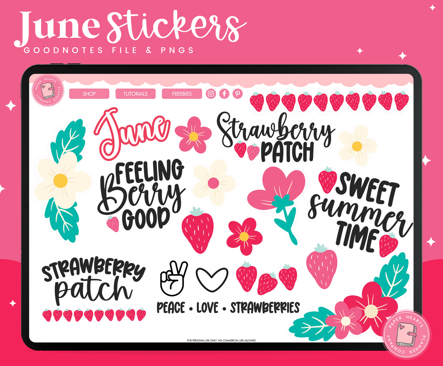 June Stickers 2023 Strawberry Patch