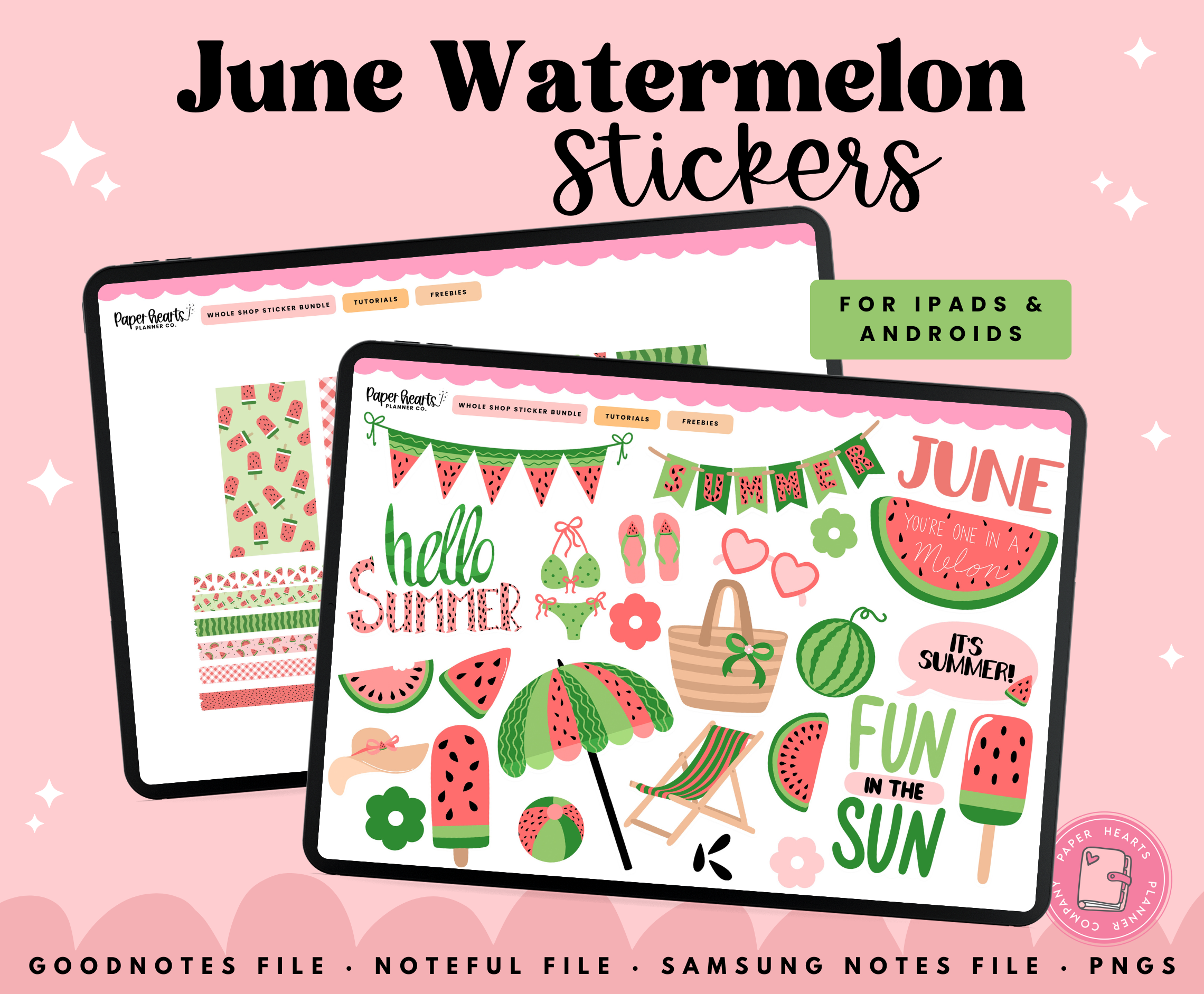 June Watermelon Stickers – Paper Hearts Planner Co.