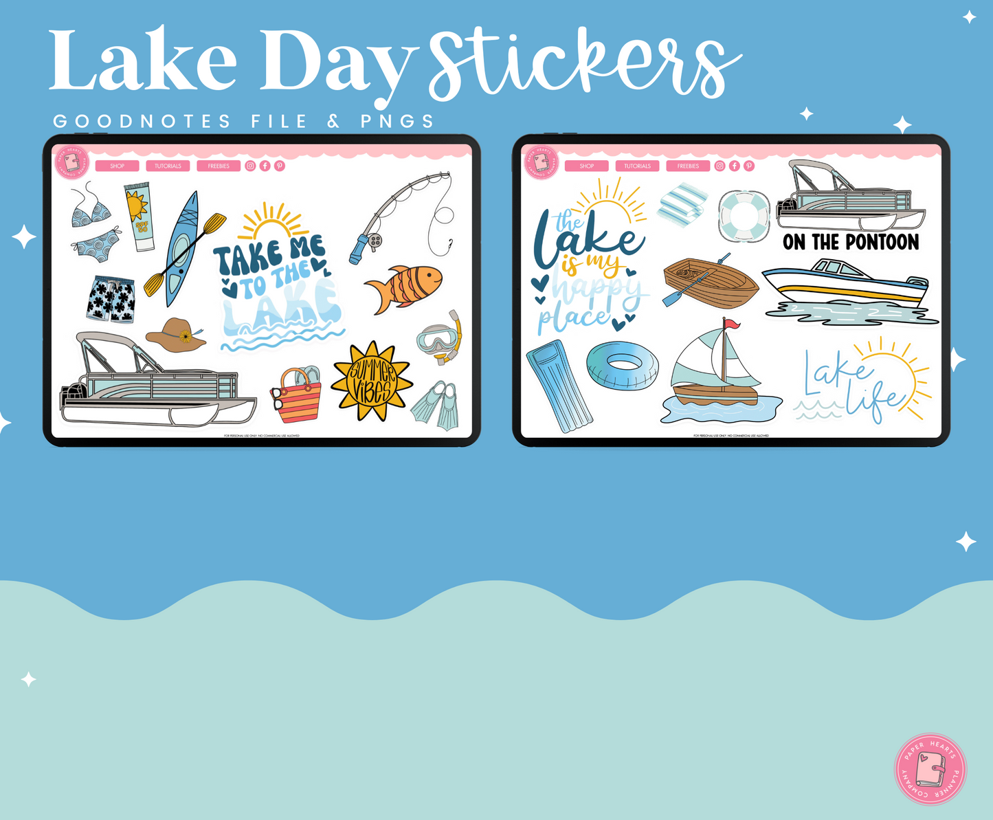 Lake Day Digital Stickers