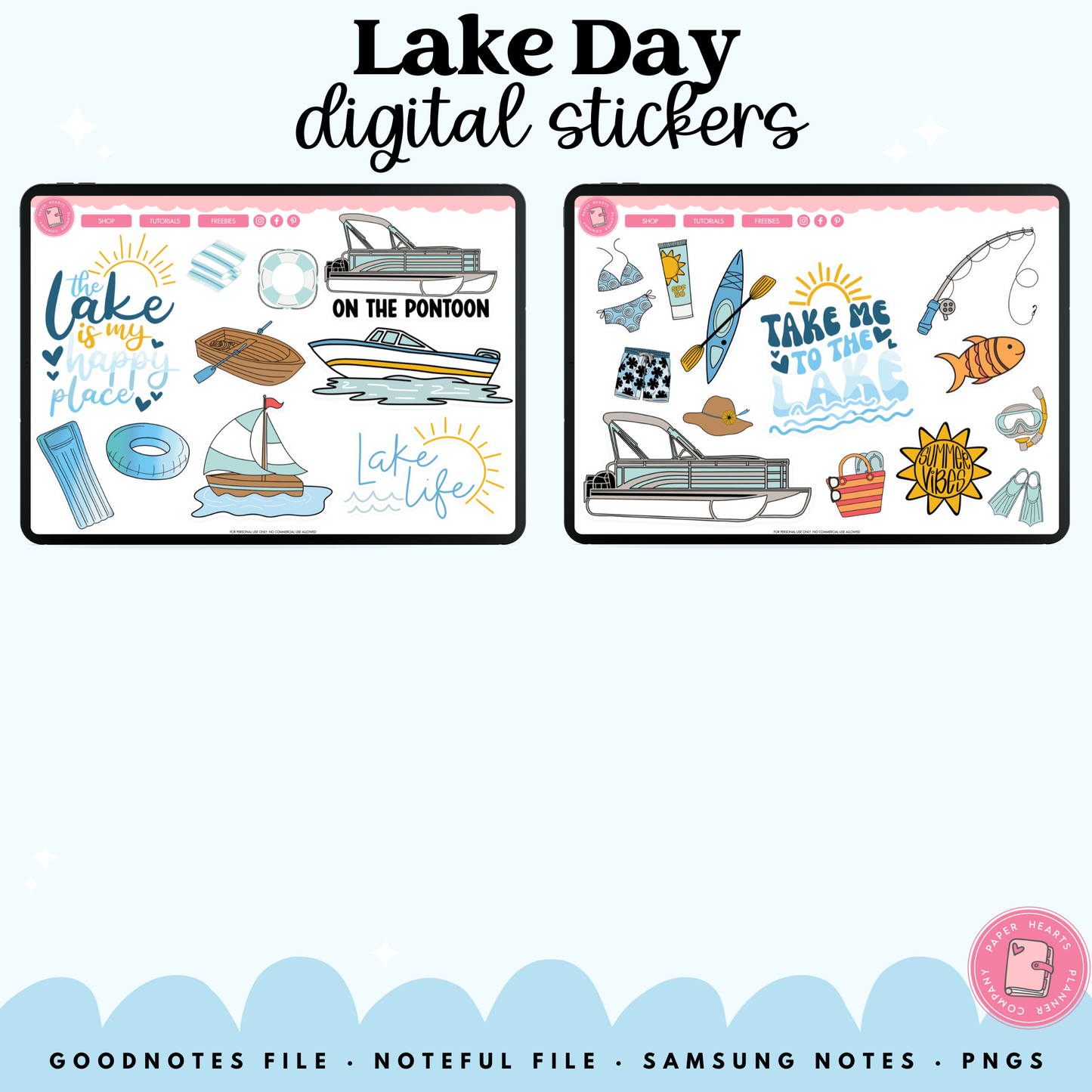 Lake Day Digital Stickers