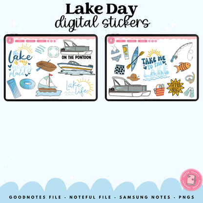 Lake Day Digital Stickers