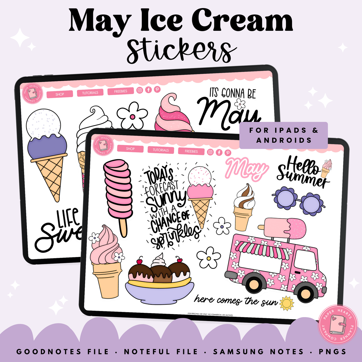 May Ice Cream Stickers – Paper Hearts Planner Co.
