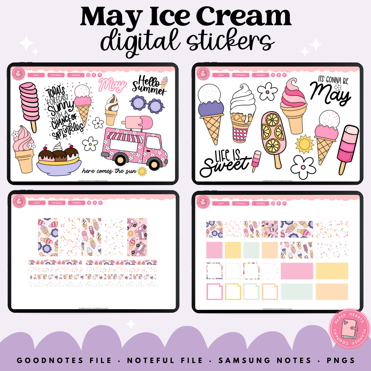May Ice Cream Stickers – Paper Hearts Planner Co.