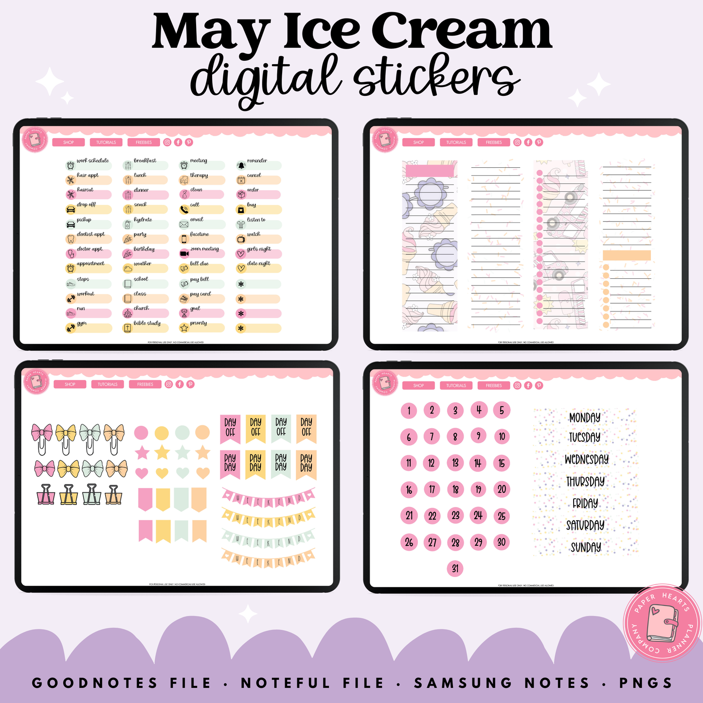 May Ice Cream Stickers