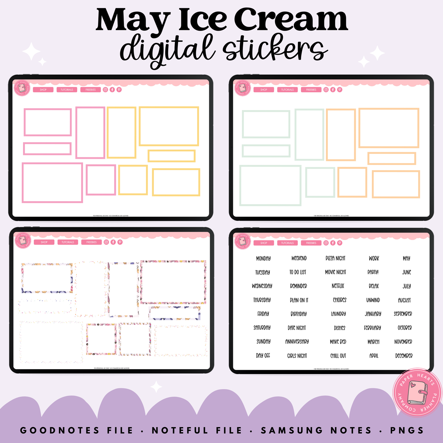 May Ice Cream Stickers