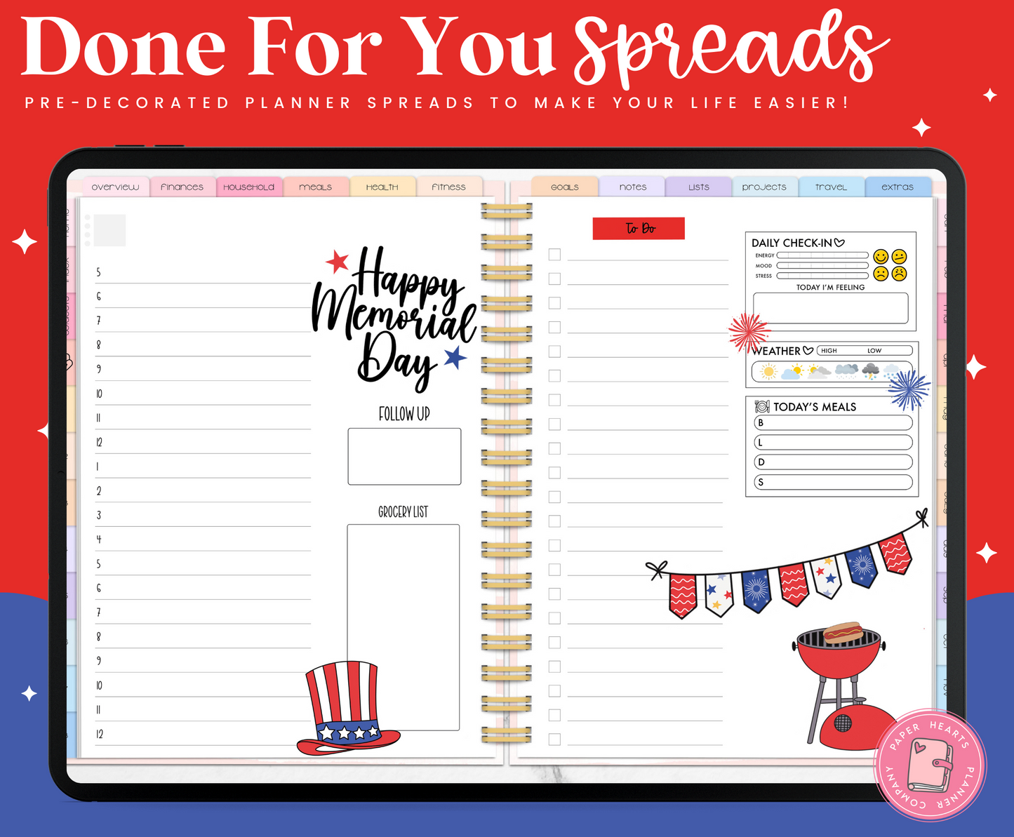 Memorial Day Done For You Sticker Set Daily Layout