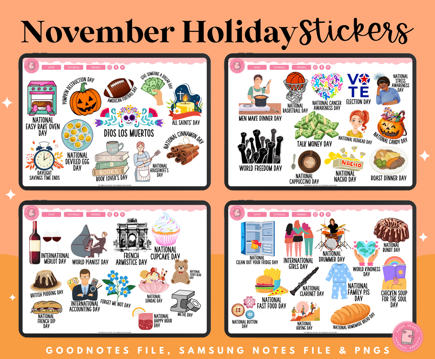 November Holiday Stickers