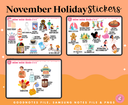 November Holiday Stickers