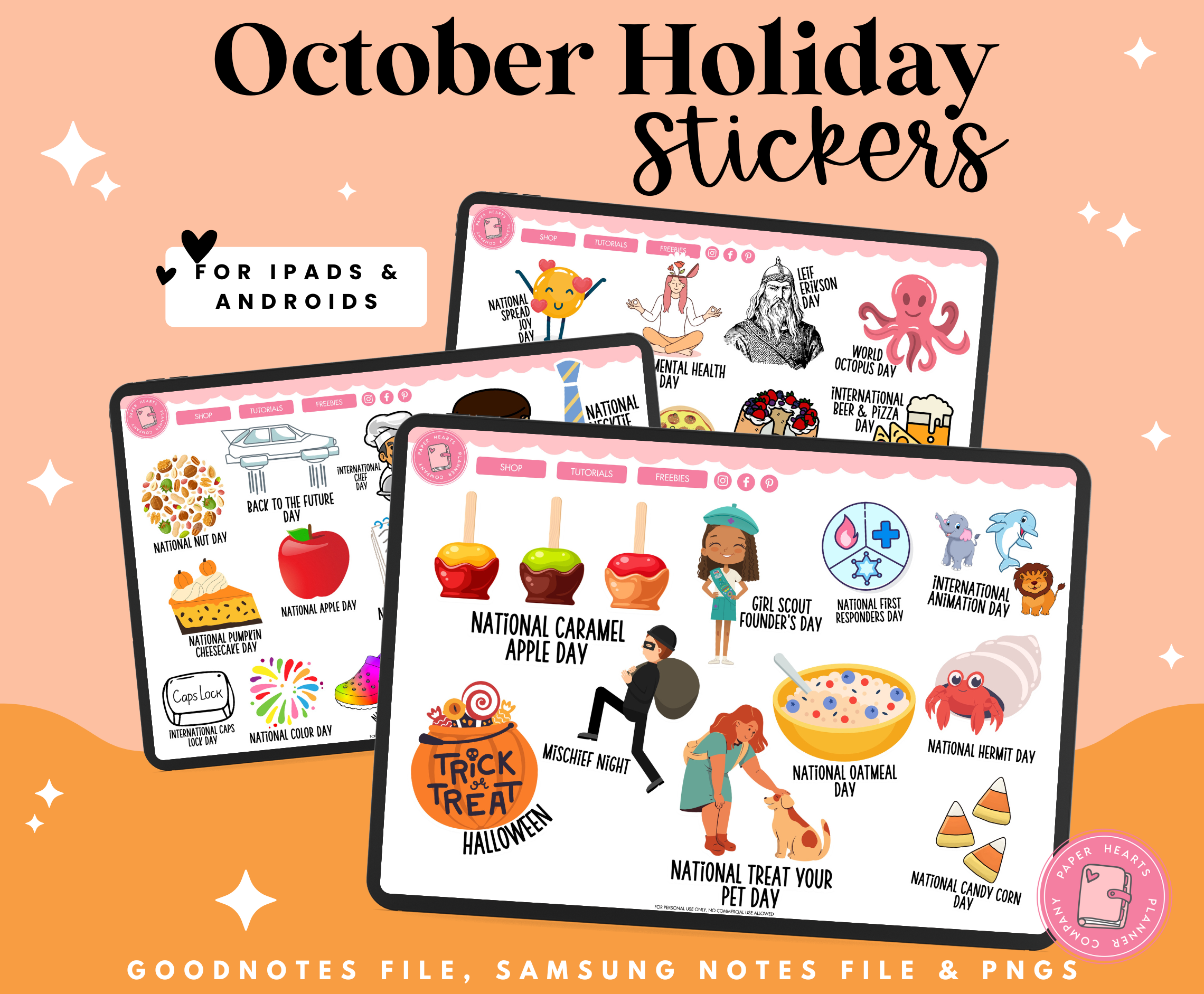 October Holidays Stickers – Paper Hearts Planner Co.