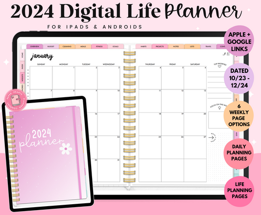2024 Pastel Digital Life Planner