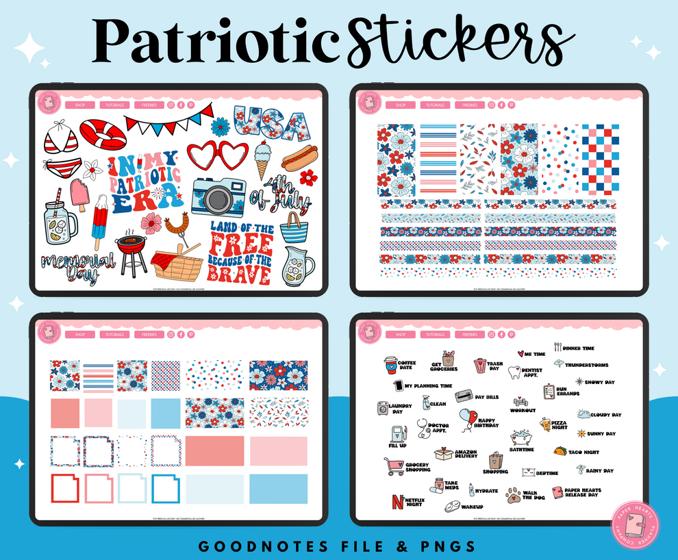 Patriotic Stickers – Paper Hearts Planner Co.