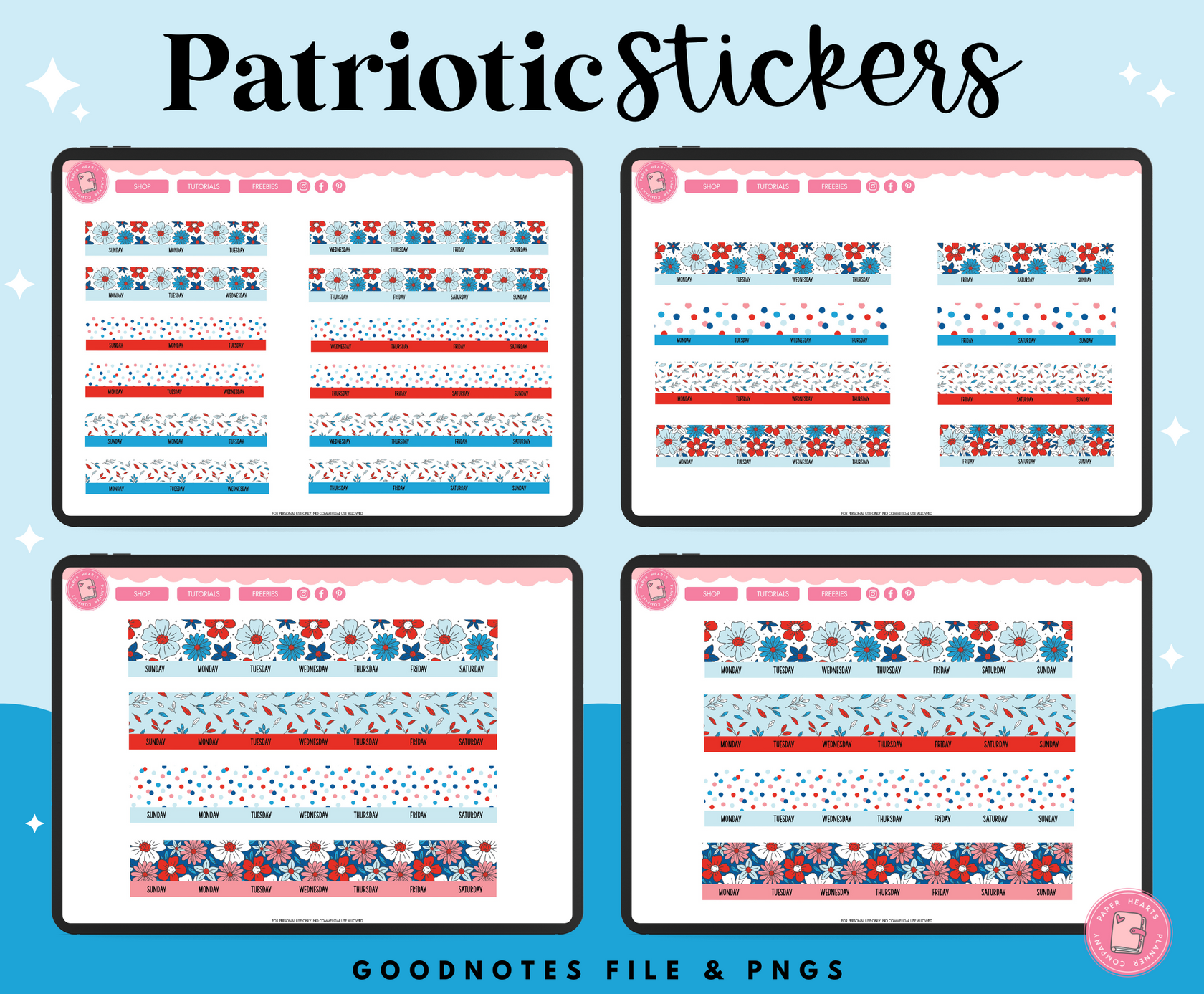 Patriotic Stickers – Paper Hearts Planner Co.
