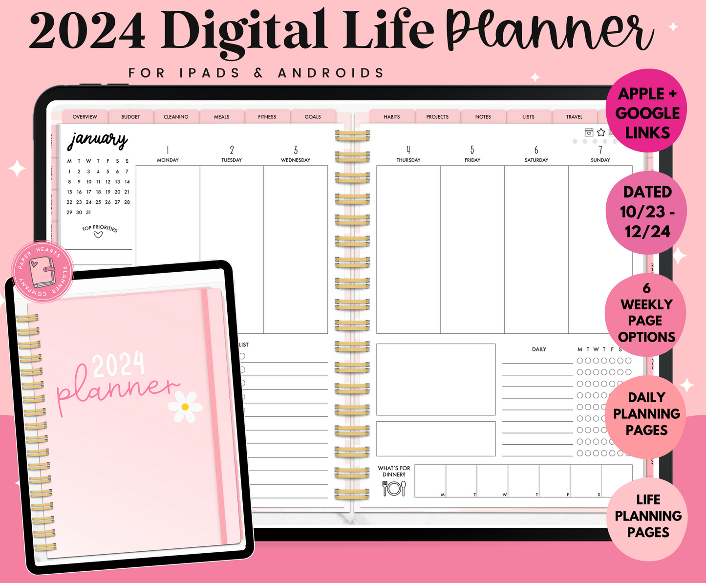 2024 Pink Digital Life Planner