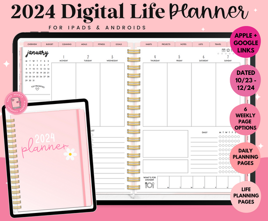 2024 Pink Digital Life Planner