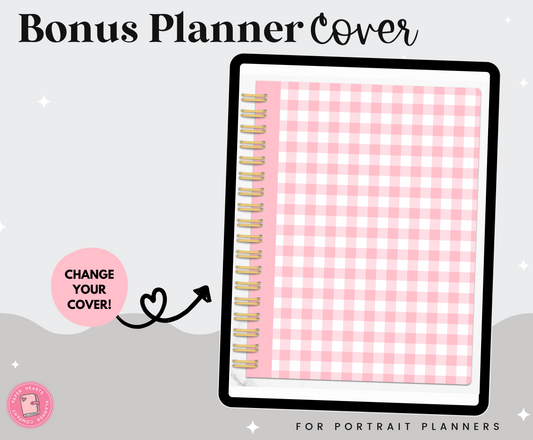 Pink Gingham Portrait Planner Cover