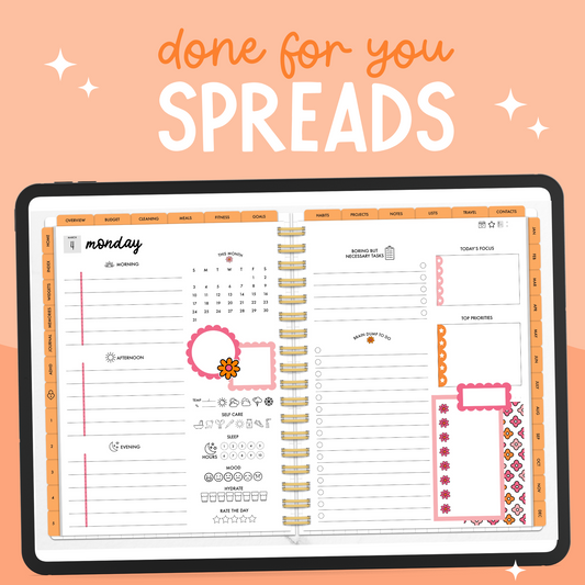 Pink Scallops Daily DFY Spread ADHD Planner