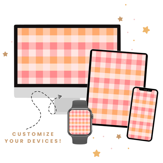 Pink & Orange Gingham Wallpaper