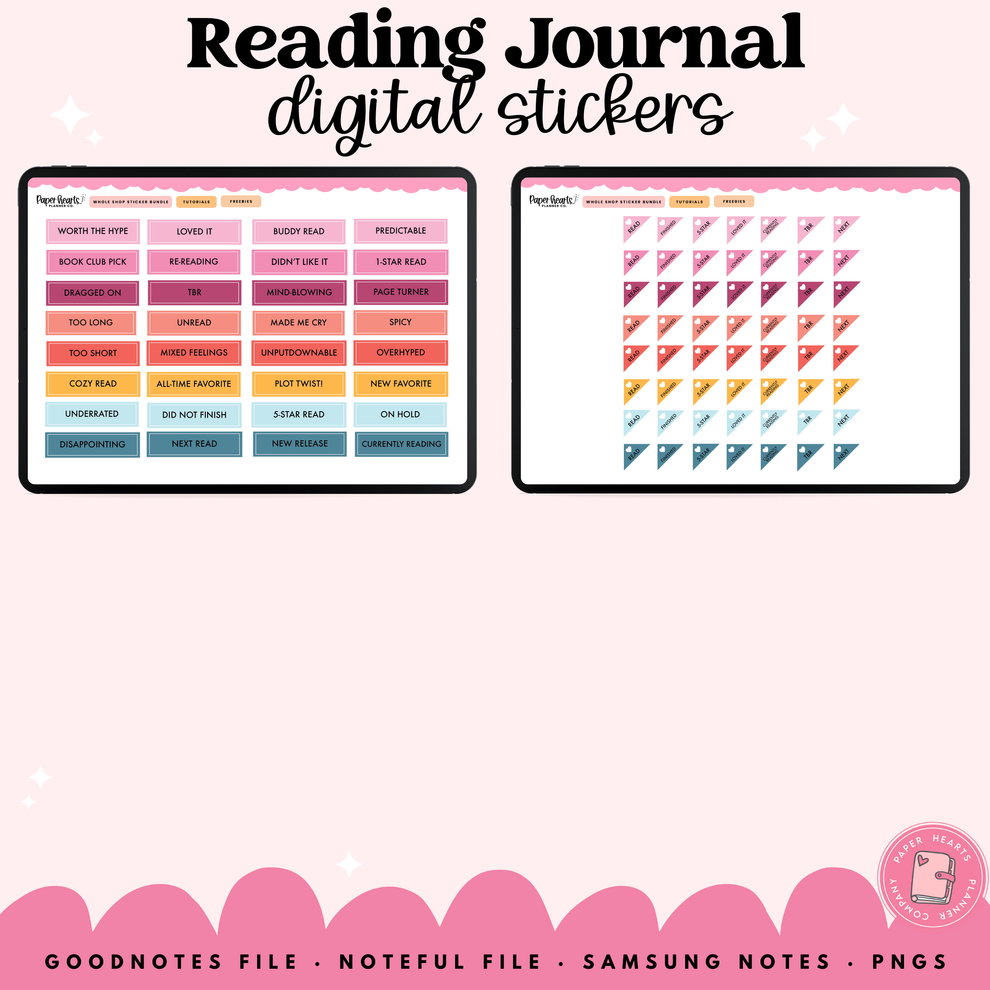 Reading Sticker Notes Reading Journal Stickers – Paper Hearts Planner Co.