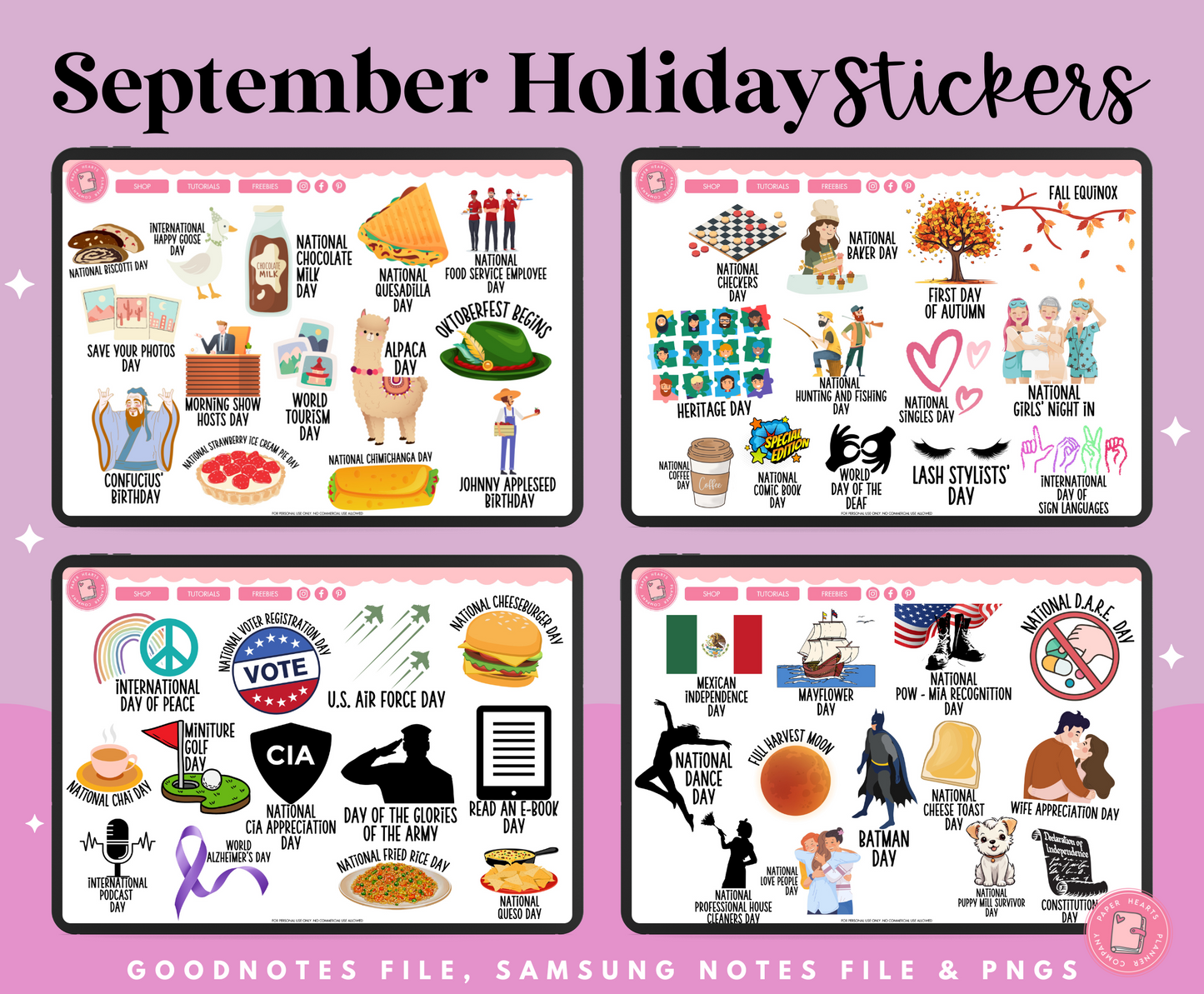 September Holiday Stickers